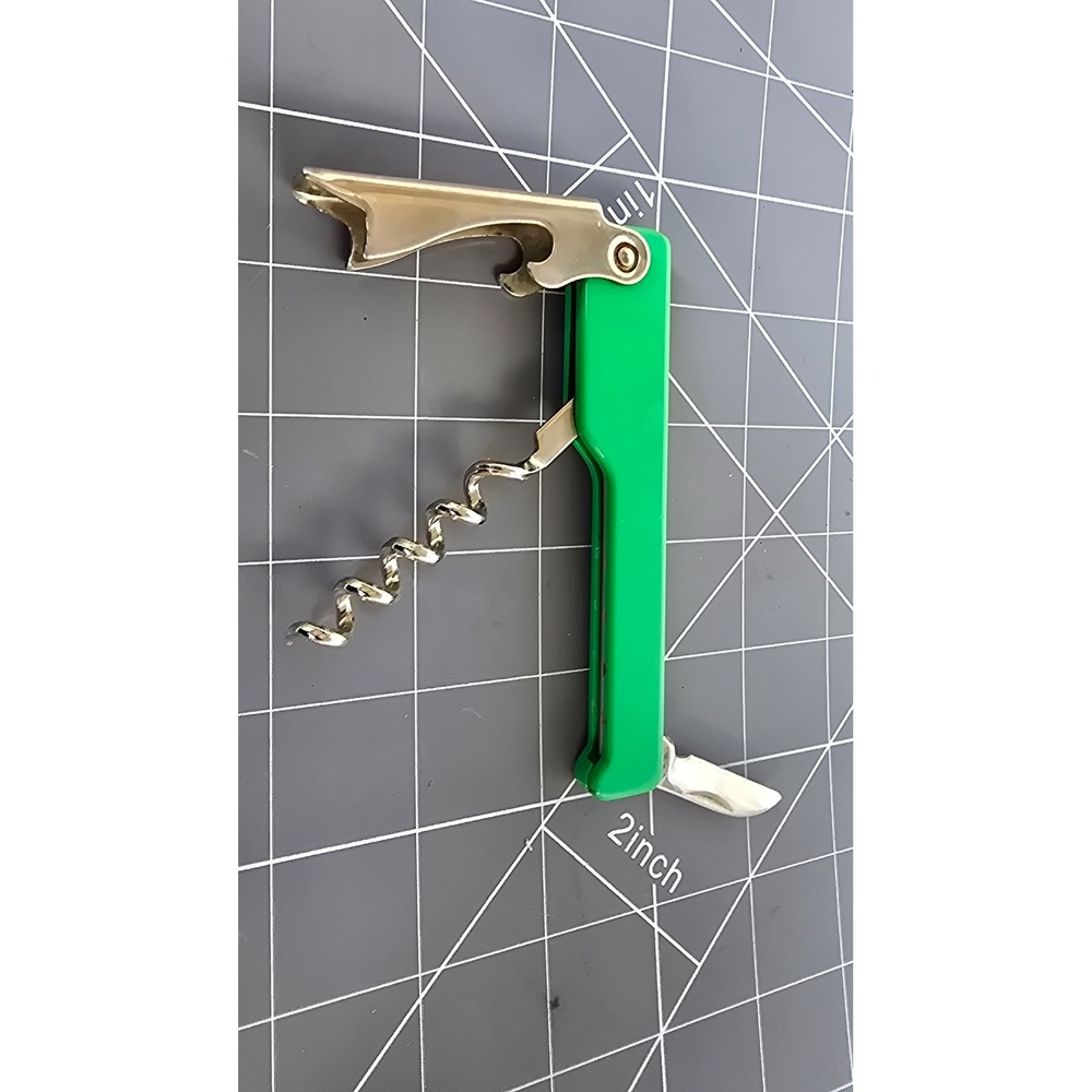 Vintage FGB Italy Waiters Corkscrew Wine Bottle Opener Green Multi Tool